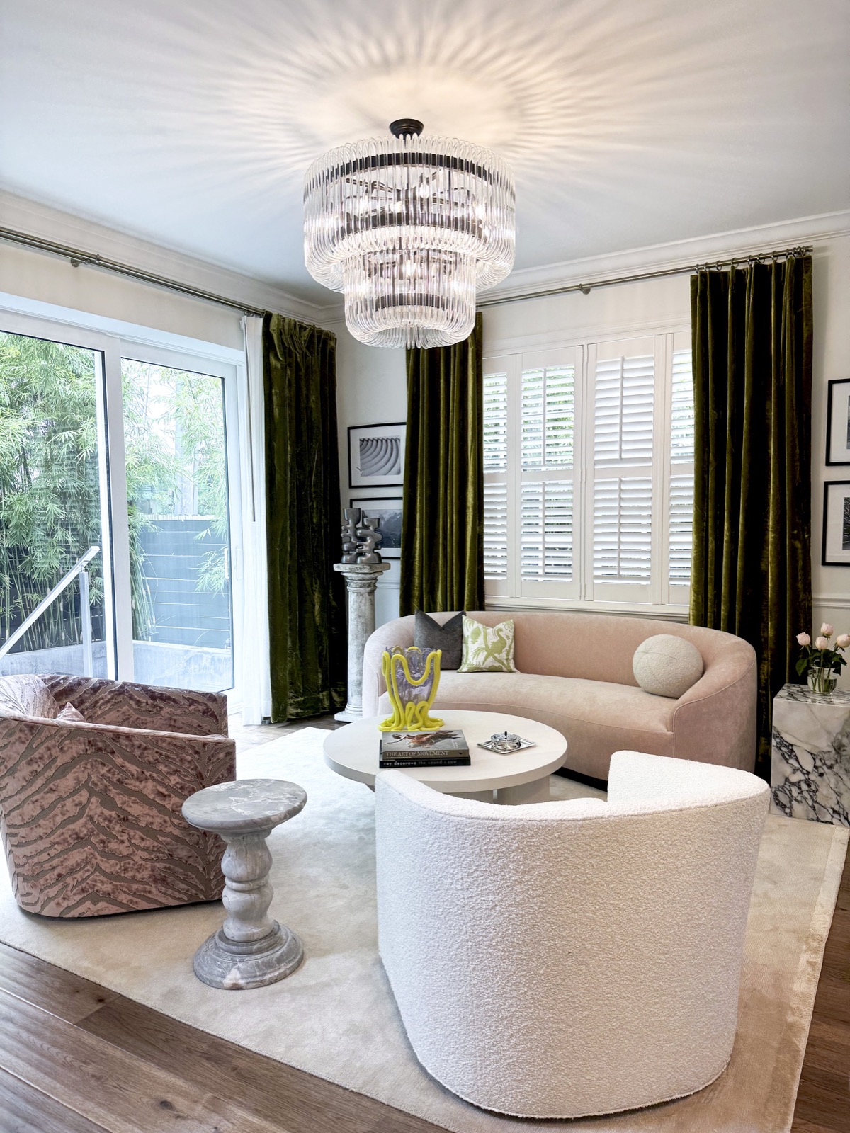 Rio Vista living room with sculptural furnishings and warm natural textures